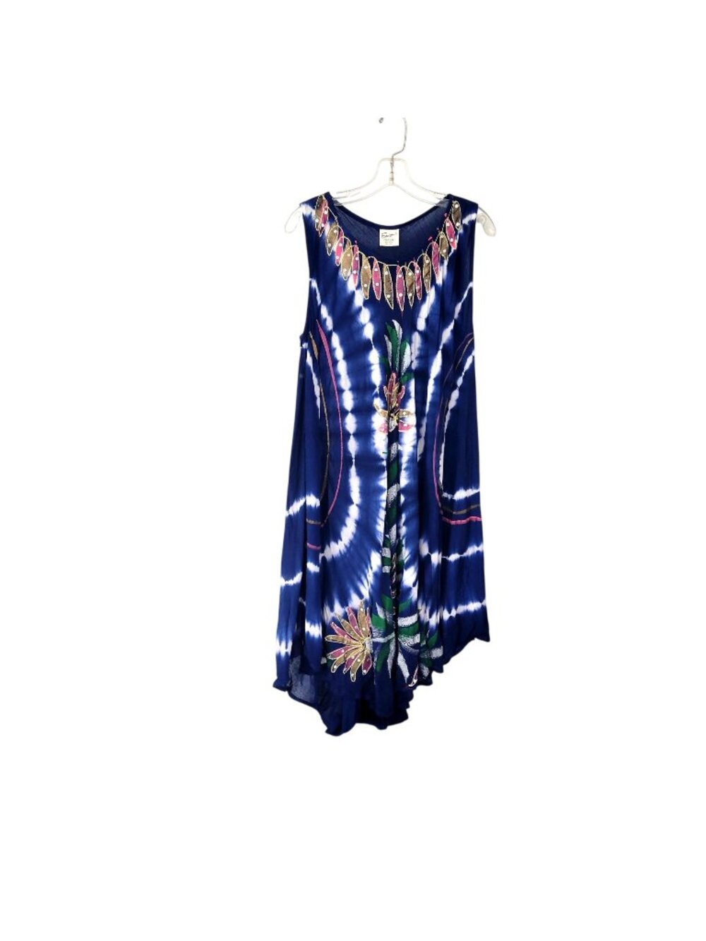 Exist Women's Tie-Dye Sleeveless Rayon Sundress With Floral Embellishments Free